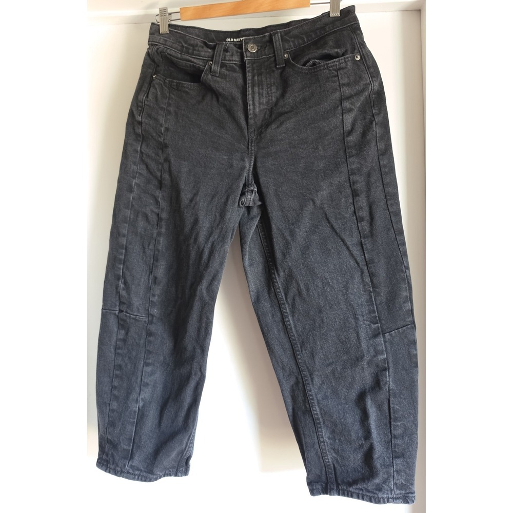 Old Navy Women's Black Jeans Size 8P Barrel Denim High Rise
